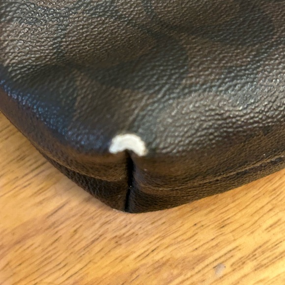 Coach Signature Coated Canvas Dark Brown and Red Crossbody Bag - Picture 7 of 16